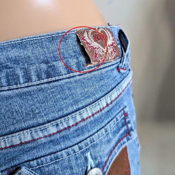 Vintage Y2K XOXO Low Rise Denim Full Leather Embroidered Straight Leg Size 16 - Picture 7 of 16